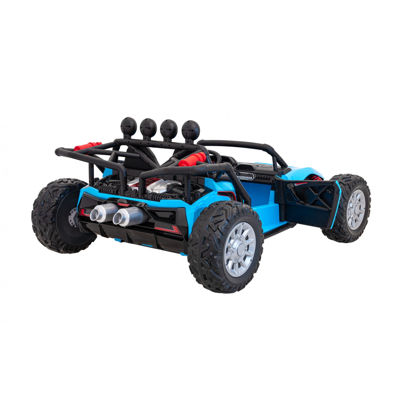 Auto Buggy Racing 5 pro děti na baterii Modré 2x200W Motory Dálkové ovládání Audio LED Pomalý Start