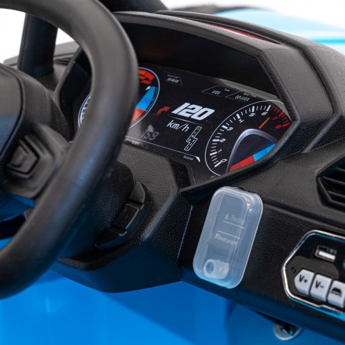 Auto Buggy Racing 5 pro děti na baterii Modré 2x200W Motory Dálkové ovládání Audio LED Pomalý Start