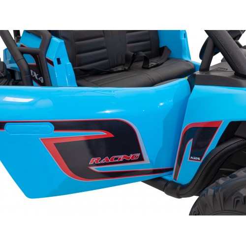 Auto Buggy Racing 5 pro děti na baterii Modré 2x200W Motory Dálkové ovládání Audio LED Pomalý Start