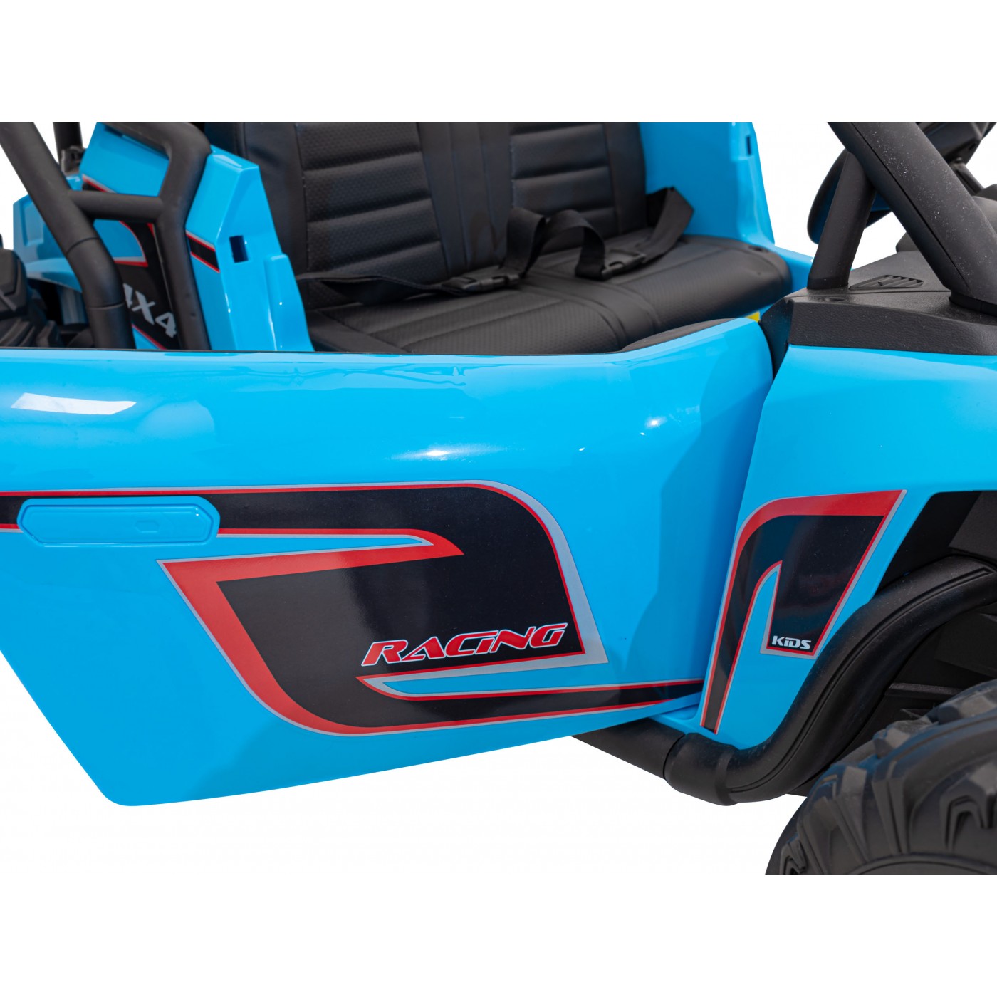 Auto Buggy Racing 5 pro děti na baterii Modré 2x200W Motory Dálkové ovládání Audio LED Pomalý Start