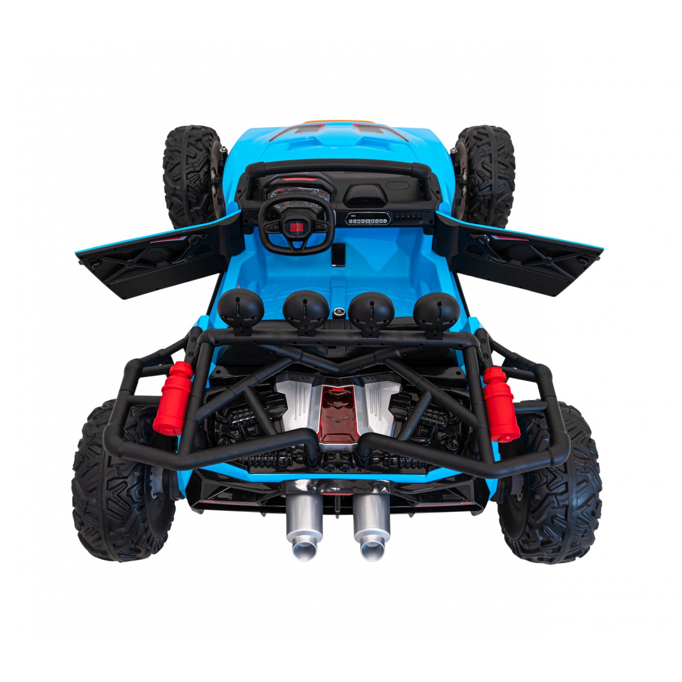 Auto Buggy Racing 5 pro děti na baterii Modré 2x200W Motory Dálkové ovládání Audio LED Pomalý Start