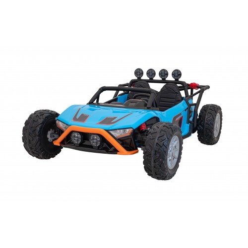 Auto Buggy Racing 5 pro děti na baterii Modré 2x200W Motory Dálkové ovládání Audio LED Pomalý Start