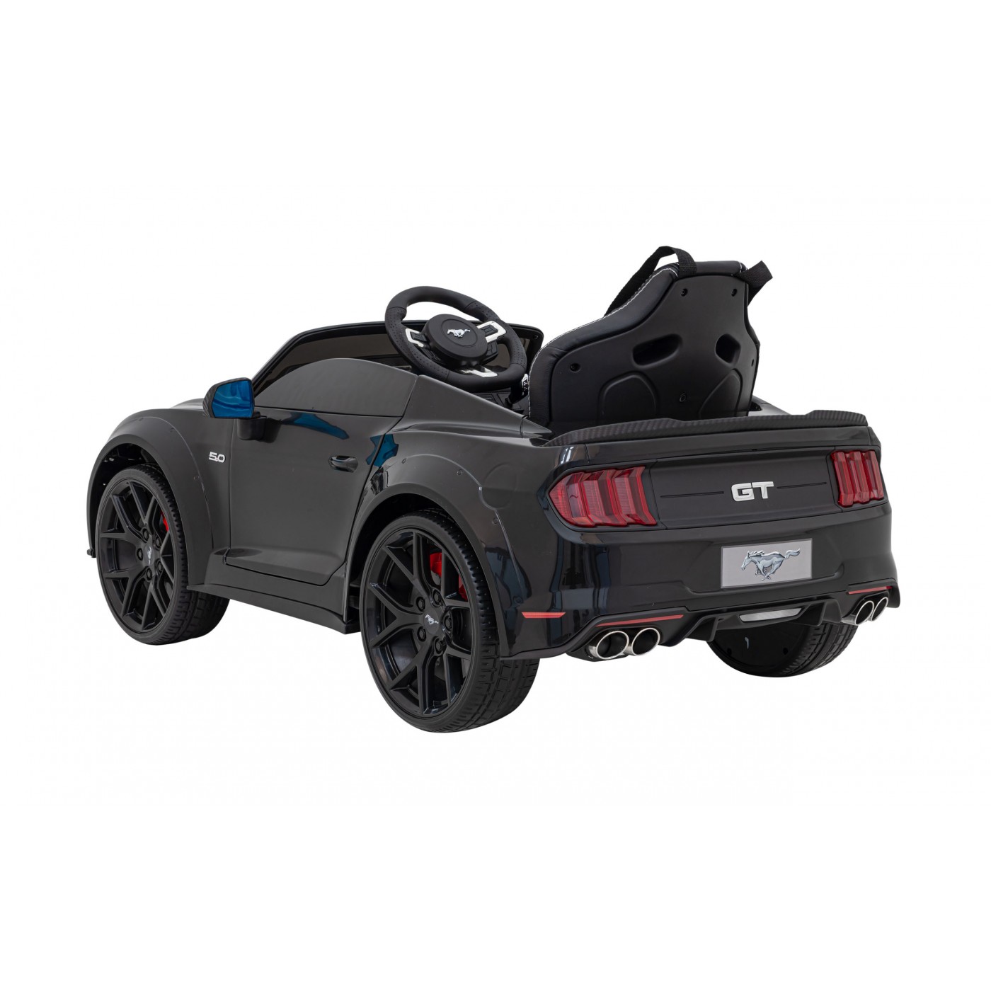 Autíčko Ford Mustang GT na baterii pro děti černá + Nastavení sedadla + LED audio + EVA + Pomalý start