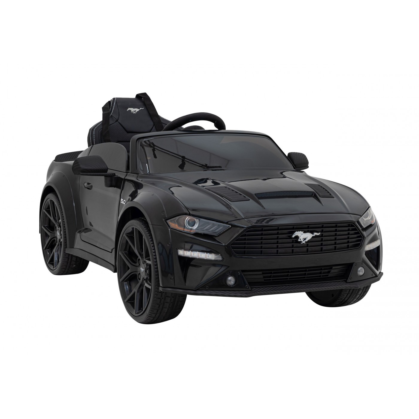 Autíčko Ford Mustang GT na baterii pro děti černá + Nastavení sedadla + LED audio + EVA + Pomalý start