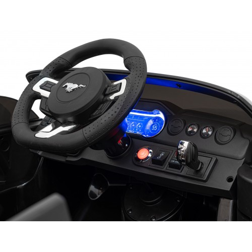 Autíčko Ford Mustang GT na baterii pro děti černá + Nastavení sedadla + LED audio + EVA + Pomalý start