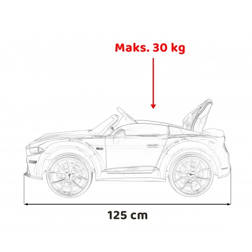 Ford Mustang GT dětská baterie auto červené nastavení sedadla audio LED EVA pomalý start