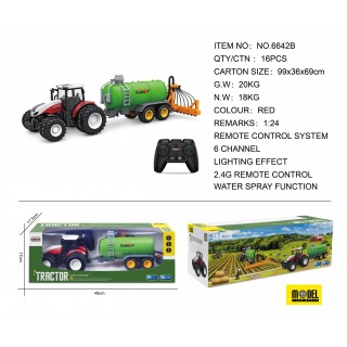 Červený traktor R/C s cisternou