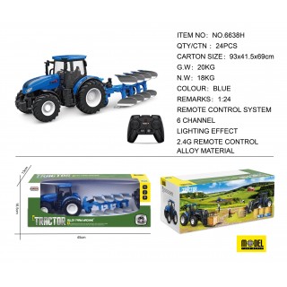 Modrý R/C traktor s pluhem 1:24