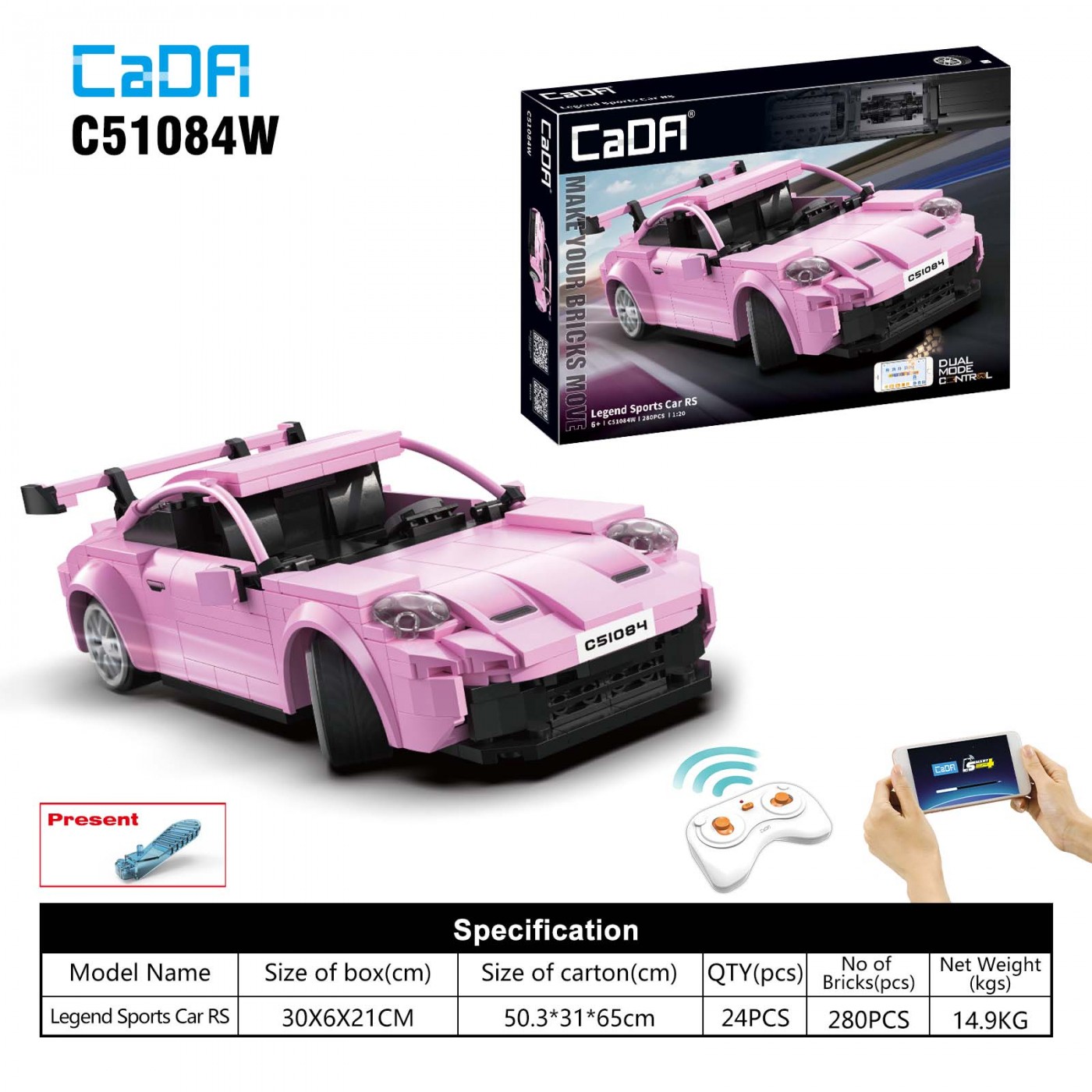 Bloky R/C sportovní autíčko růžové EE