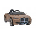 Autíčko BMW I4 na baterii pro děti Zlaté + Slow Start + EVA + Eco-kůže + Audio LED + Dálkové ovládání