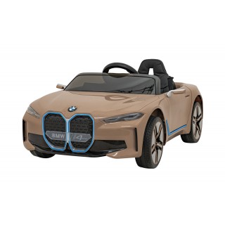 Autíčko BMW I4 na baterii pro děti Zlaté + Slow Start + EVA + Eco-kůže + Audio LED + Dálkové ovládání