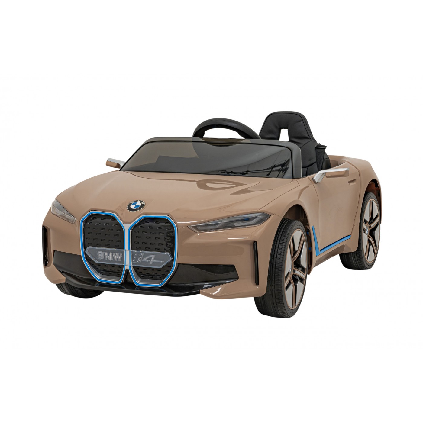 Autíčko BMW I4 na baterii pro děti Zlaté + Slow Start + EVA + Eco-kůže + Audio LED + Dálkové ovládání