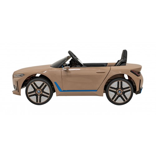 Autíčko BMW I4 na baterii pro děti Zlaté + Slow Start + EVA + Eco-kůže + Audio LED + Dálkové ovládání