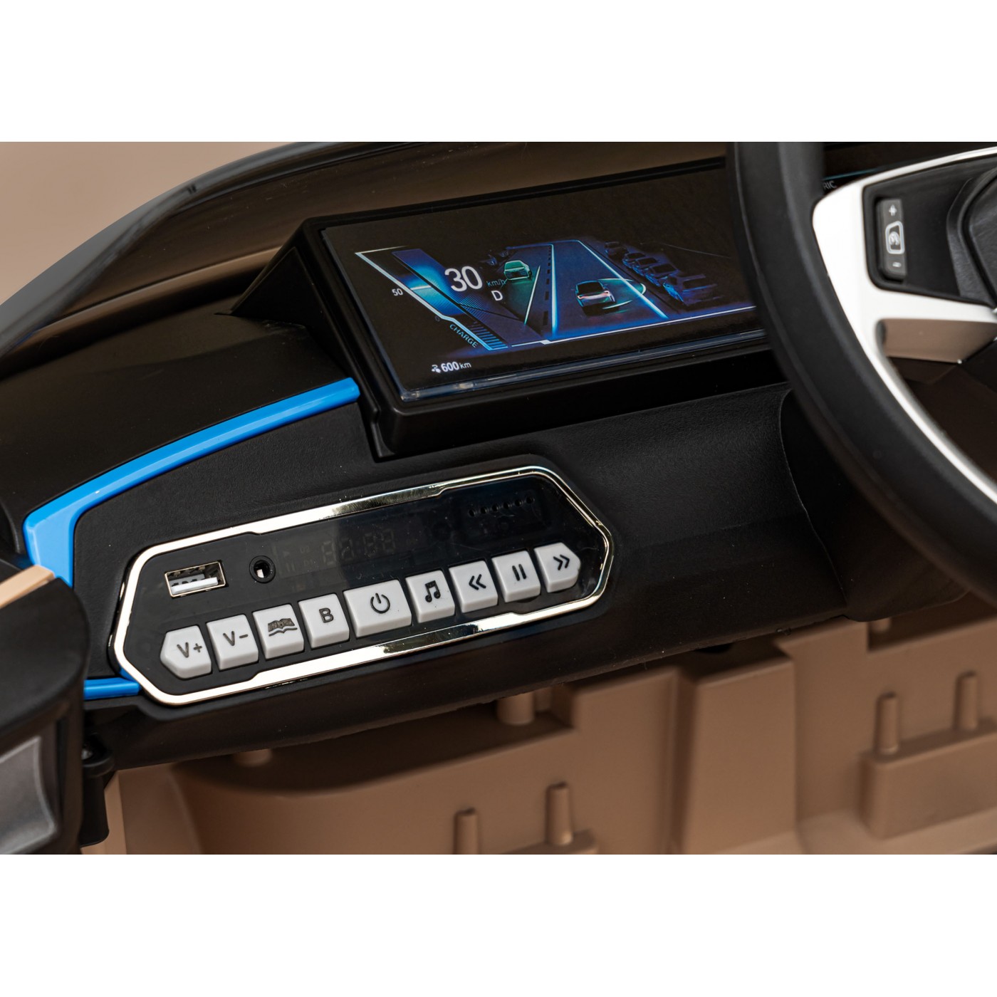 Autíčko BMW I4 na baterii pro děti Zlaté + Slow Start + EVA + Eco-kůže + Audio LED + Dálkové ovládání