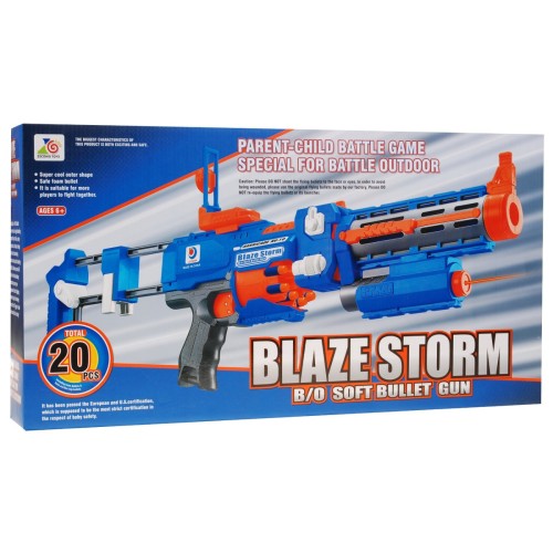 Dětská puška 2v1 8 Blaze Storm 20 dlouhých pěnových kuliček + laserový zaměřovač + Kolba