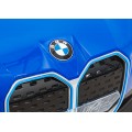 Autíčko BMW I4 na baterii pro děti Modré + Pomalý Start + EVA + Eko-kůže + Audio LED + Dálkové ovládání