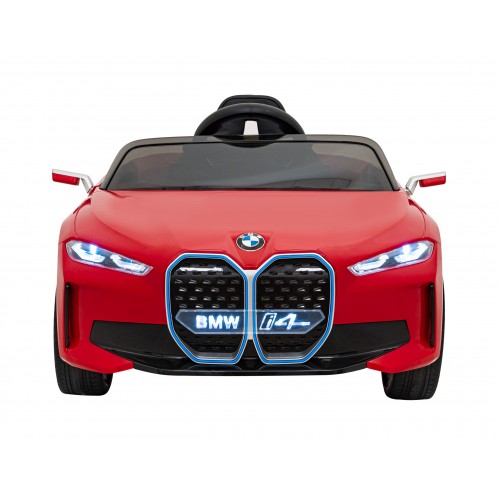 Autíčko BMW I4 na baterii pro děti červené + Slow Start + EVA + Eco-kůže + Audio LED + Dálkové ovládání