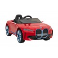 Autíčko BMW I4 na baterii pro děti červené + Slow Start + EVA + Eco-kůže + Audio LED + Dálkové ovládání