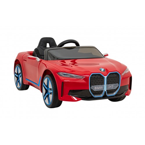 Autíčko BMW I4 na baterii pro děti červené + Slow Start + EVA + Eco-kůže + Audio LED + Dálkové ovládání