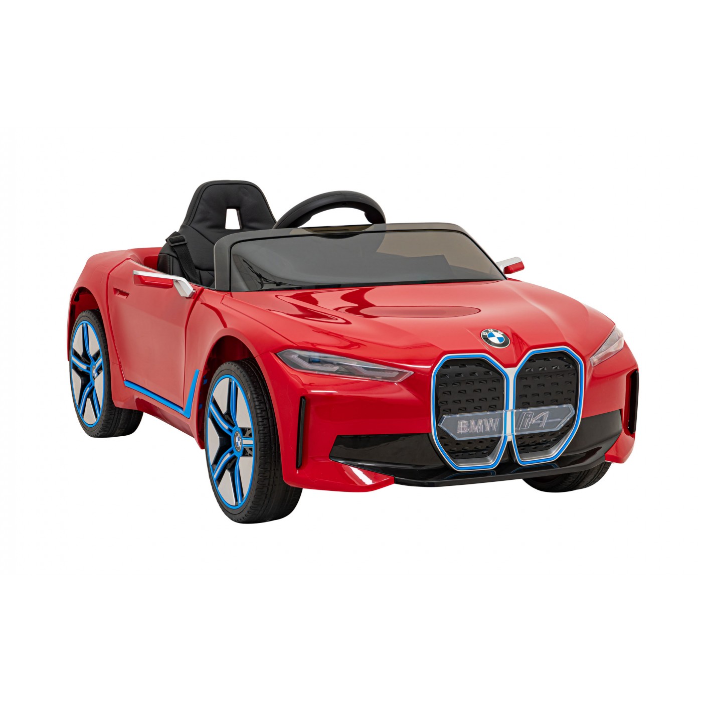 Autíčko BMW I4 na baterii pro děti červené + Slow Start + EVA + Eco-kůže + Audio LED + Dálkové ovládání