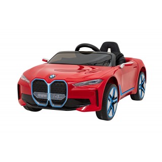 Autíčko BMW I4 na baterii pro děti červené + Slow Start + EVA + Eco-kůže + Audio LED + Dálkové ovládání