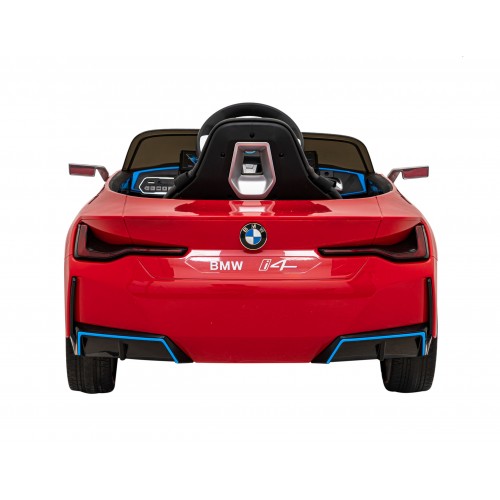 Autíčko BMW I4 na baterii pro děti červené + Slow Start + EVA + Eco-kůže + Audio LED + Dálkové ovládání