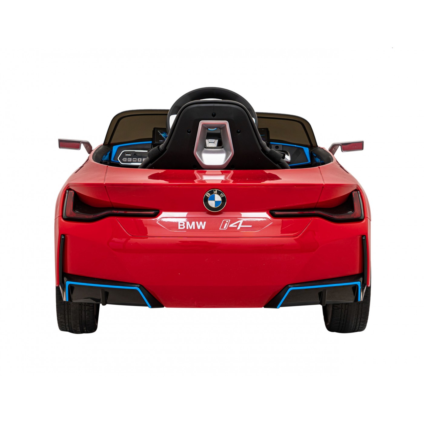 Autíčko BMW I4 na baterii pro děti červené + Slow Start + EVA + Eco-kůže + Audio LED + Dálkové ovládání