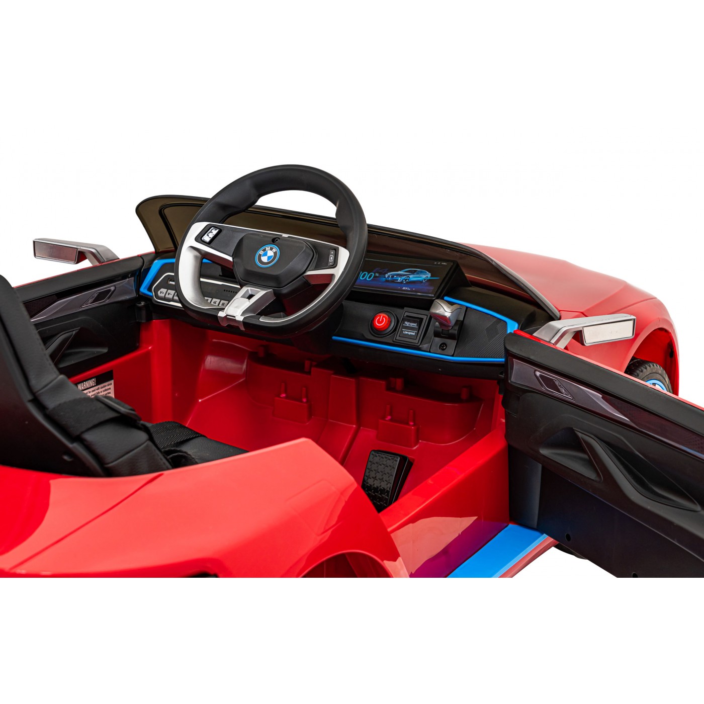 Autíčko BMW I4 na baterii pro děti červené + Slow Start + EVA + Eco-kůže + Audio LED + Dálkové ovládání