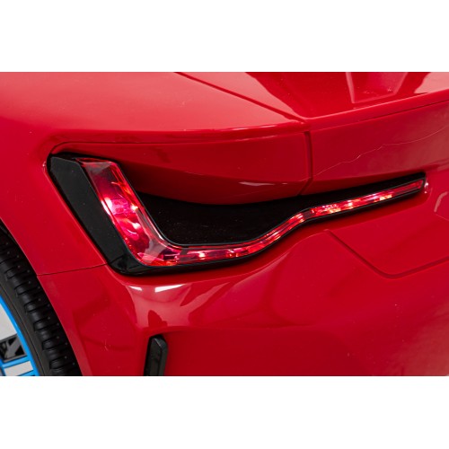 Autíčko BMW I4 na baterii pro děti červené + Slow Start + EVA + Eco-kůže + Audio LED + Dálkové ovládání