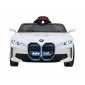 Autíčko BMW I4 na baterii pro děti Bílé + Pomalý start + EVA + Eko-kůže + Audio LED + Dálkové ovládání