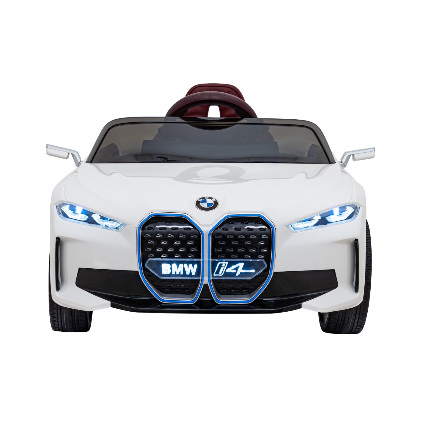 Autíčko BMW I4 na baterii pro děti Bílé + Pomalý start + EVA + Eko-kůže + Audio LED + Dálkové ovládání