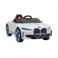 Autíčko BMW I4 na baterii pro děti Bílé + Pomalý start + EVA + Eko-kůže + Audio LED + Dálkové ovládání