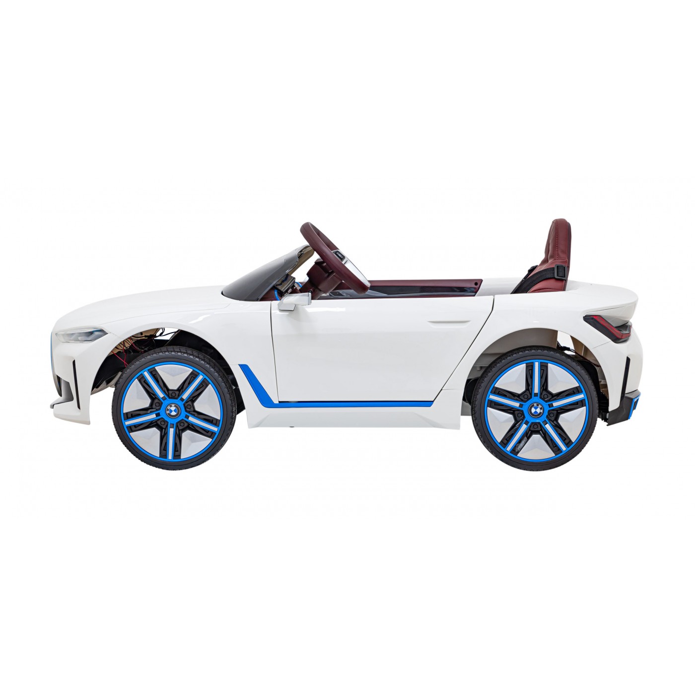 Autíčko BMW I4 na baterii pro děti Bílé + Pomalý start + EVA + Eko-kůže + Audio LED + Dálkové ovládání