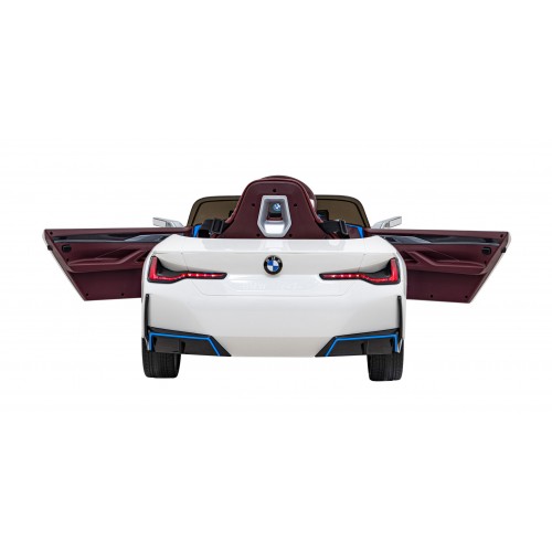 Autíčko BMW I4 na baterii pro děti Bílé + Pomalý start + EVA + Eko-kůže + Audio LED + Dálkové ovládání