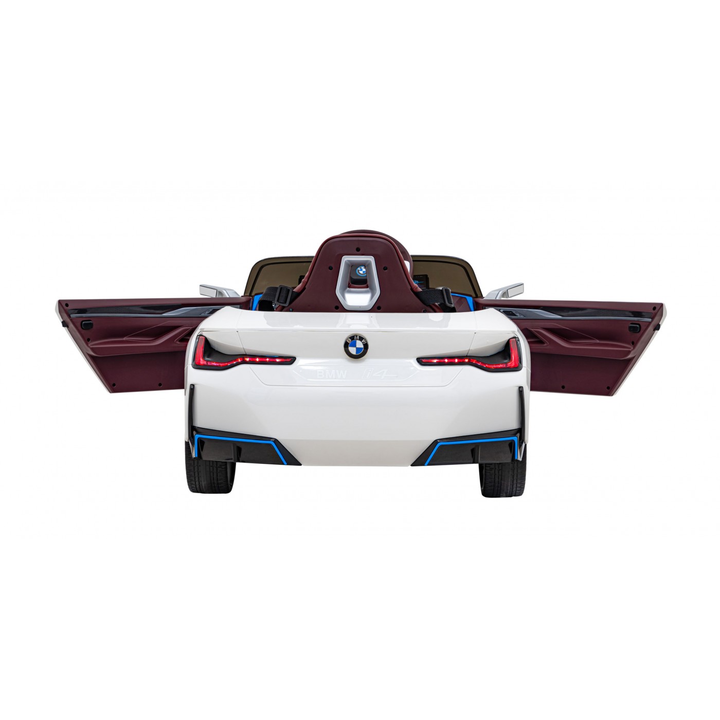Autíčko BMW I4 na baterii pro děti Bílé + Pomalý start + EVA + Eko-kůže + Audio LED + Dálkové ovládání