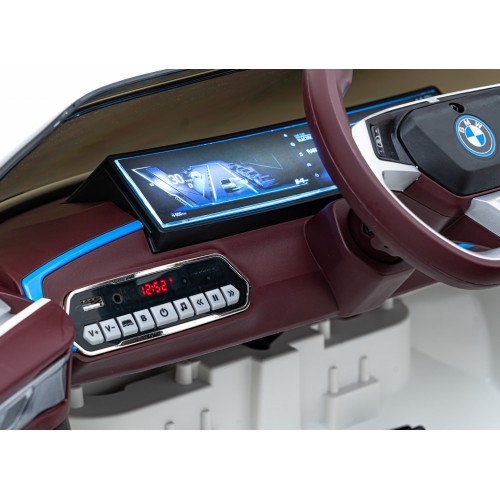 Autíčko BMW I4 na baterii pro děti Bílé + Pomalý start + EVA + Eko-kůže + Audio LED + Dálkové ovládání