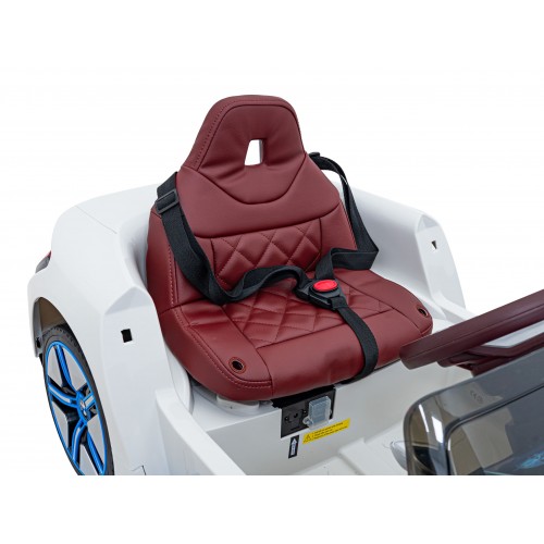 Autíčko BMW I4 na baterii pro děti Bílé + Pomalý start + EVA + Eko-kůže + Audio LED + Dálkové ovládání