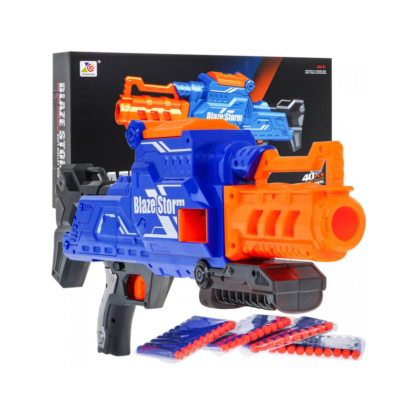 Dětská automatická puška 8+ Blaze Storm + 40 dlouhých pěnových kuliček