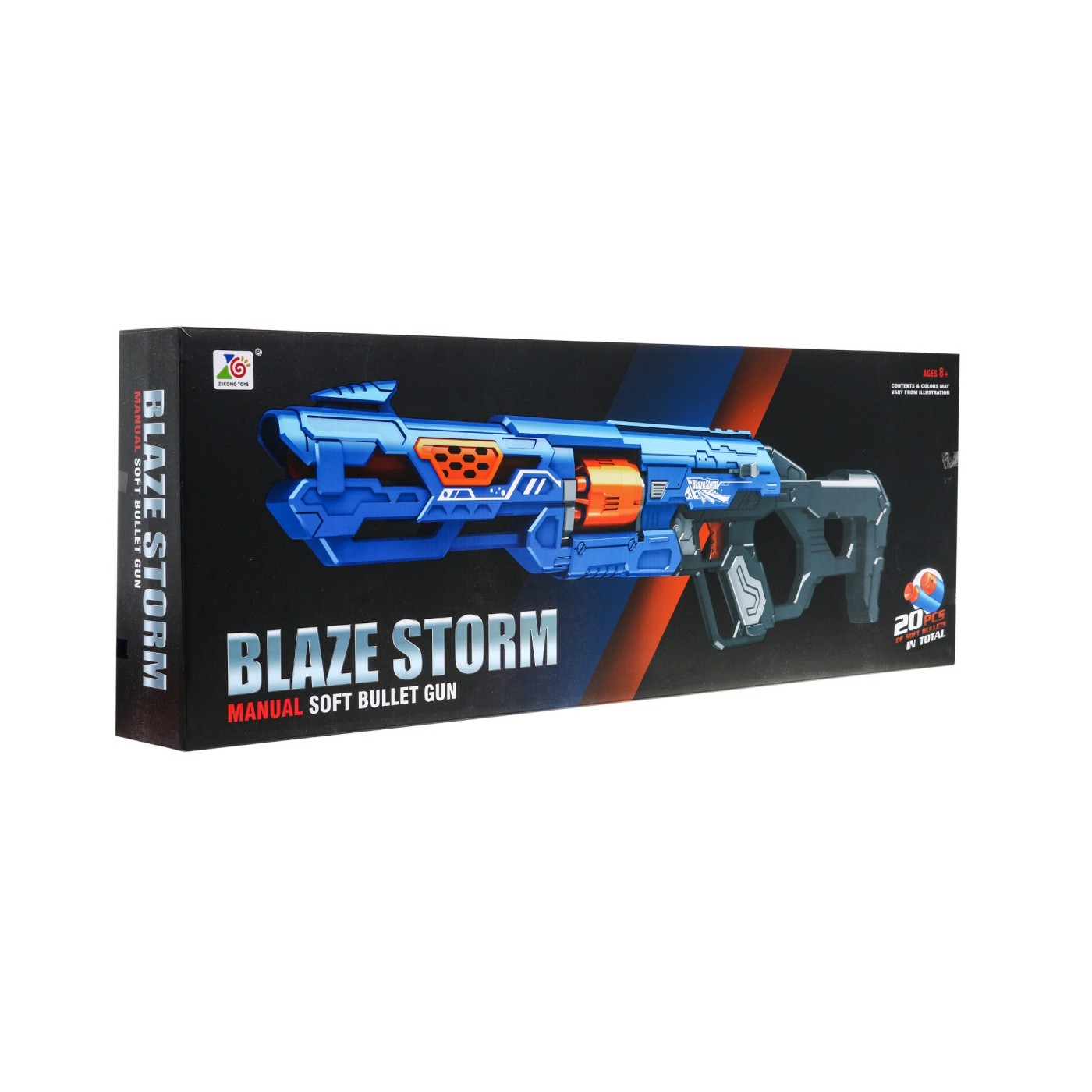 Dětská ruční puška 8+ mechanismus na zip Blaze Storm + 20 dlouhých pěnových kuliček