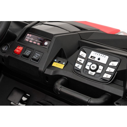 Buggy ATV Strong Racing pro 2 děti červený střídavý motor nafouknutá kola Audio LED