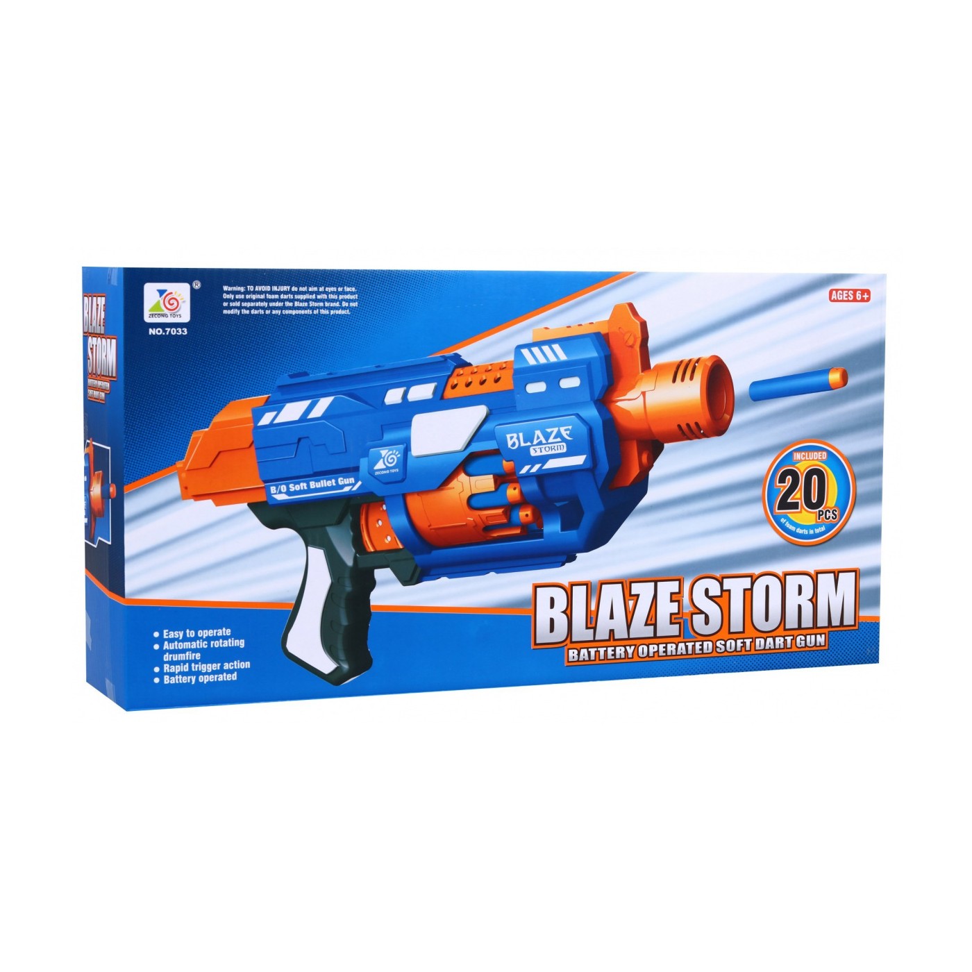 Elektrická puška Kids 6+ Blaze Storm 20 dlouhých pěnových nábojů + dosah až 10 m