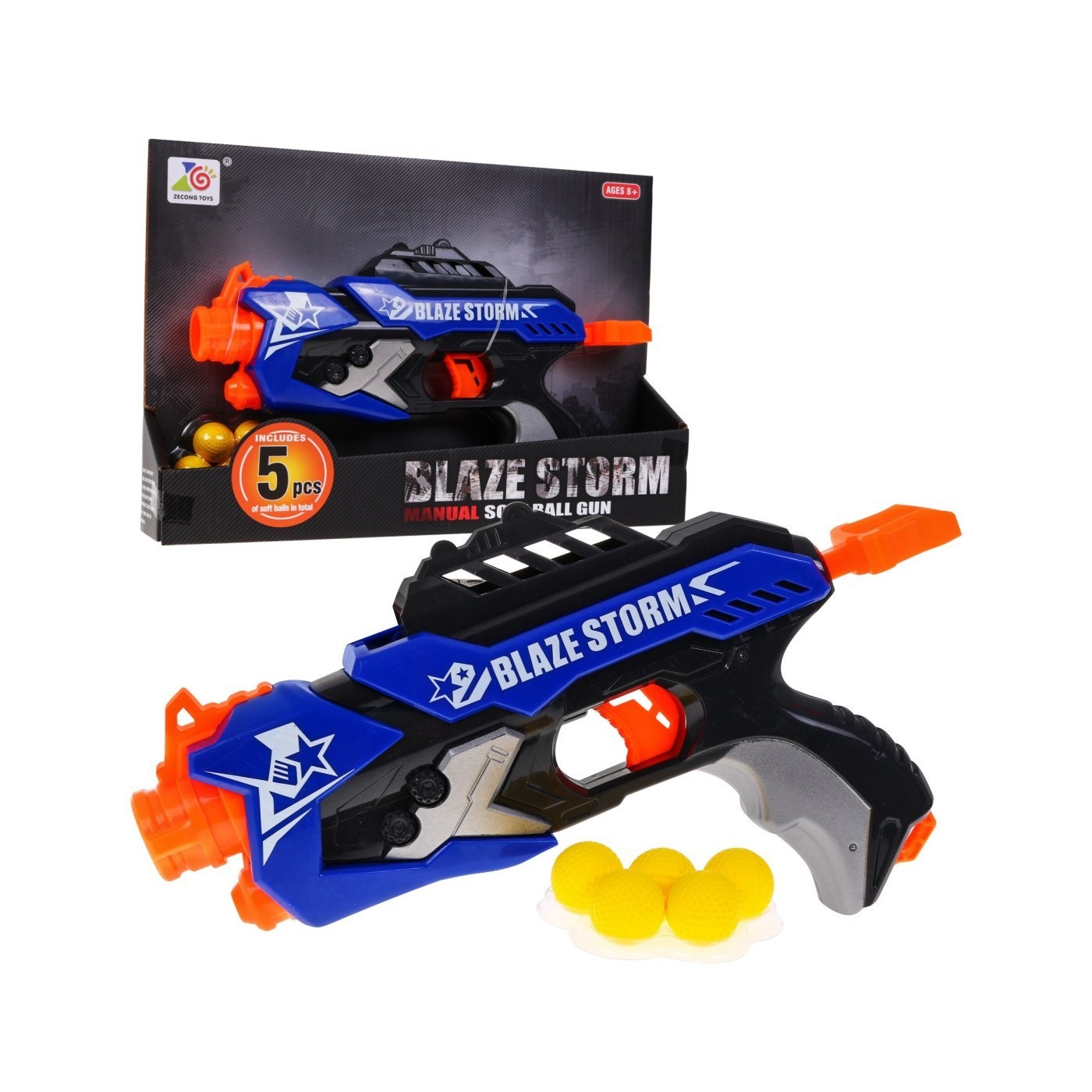 Dětský kulomet 8 Blaze Storm 5 kuliček pěnové koule + ruční mechanismus