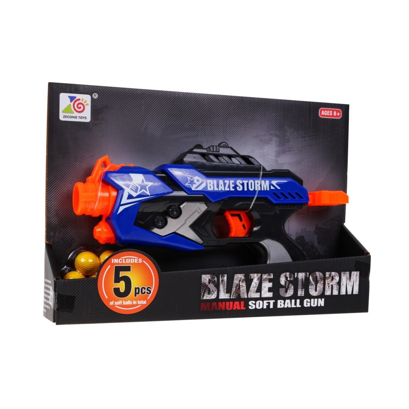 Dětský kulomet 8 Blaze Storm 5 kuliček pěnové koule + ruční mechanismus