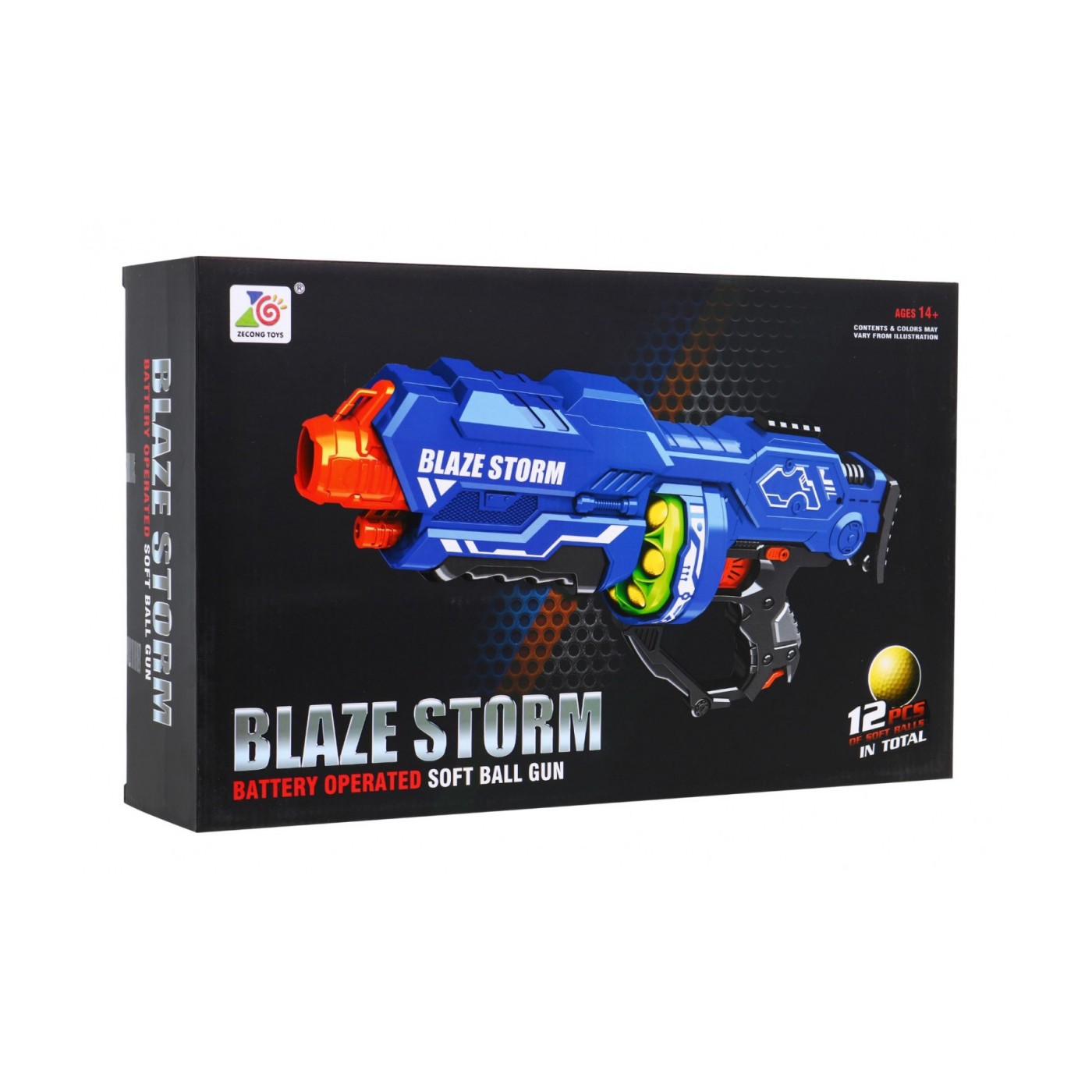 Velká puška pro dospívající 14 Blaze Storm 12 kuliček Pěnové míčky + Opěrka navíc