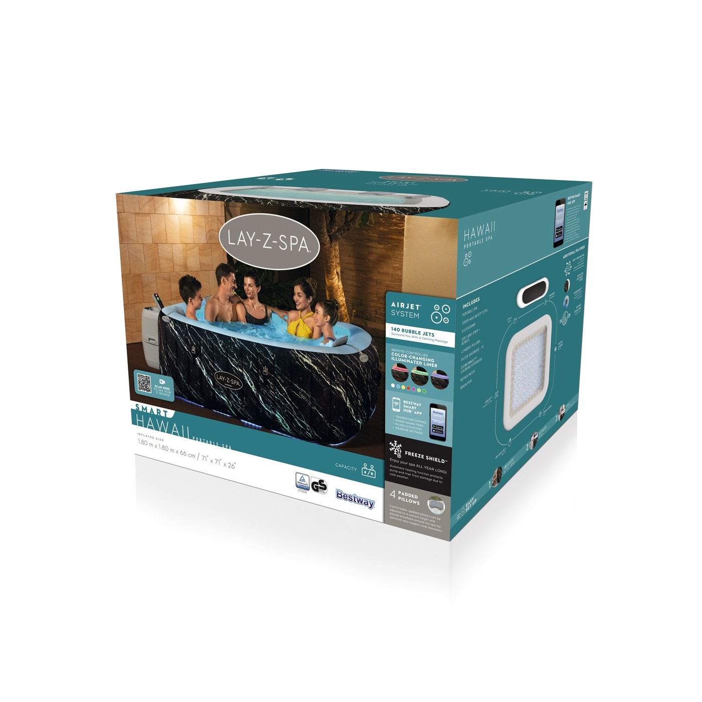 Lay-Z-Spa Hawaii AirJet Jacuzzi Black Marble BESTWAY