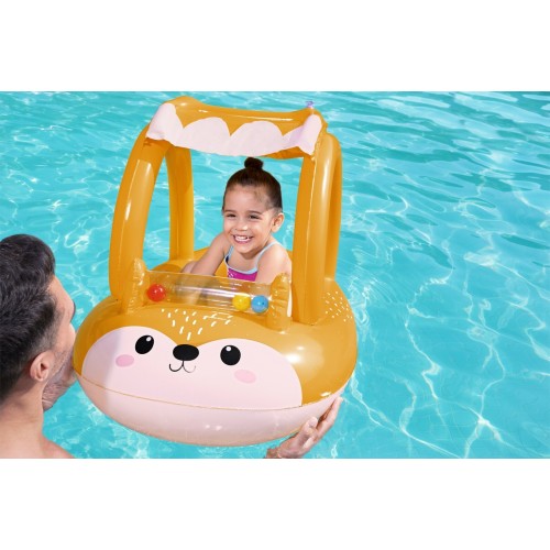 BESTWAY nafukovací ponton liška pro děti 3+ 94x66cm + nafukovací stříška + senzorické chrastítko