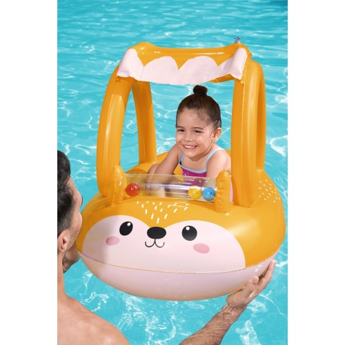 BESTWAY nafukovací ponton liška pro děti 3+ 94x66cm + nafukovací stříška + senzorické chrastítko