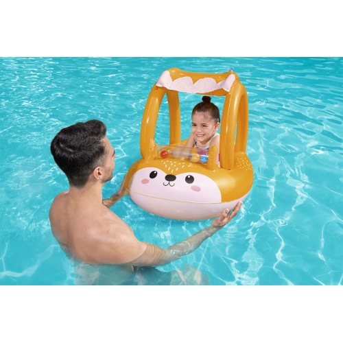 BESTWAY nafukovací ponton liška pro děti 3+ 94x66cm + nafukovací stříška + senzorické chrastítko