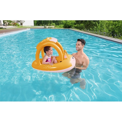 BESTWAY nafukovací ponton liška pro děti 3+ 94x66cm + nafukovací stříška + senzorické chrastítko