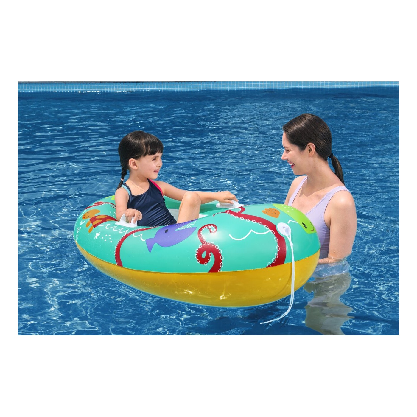 BESTWAY 119x79cm nafukovací ponton Mořská zvířátka pro děti 3+ + nafukovací dno